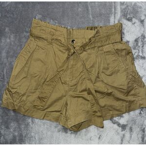 Madewell Women's High Rise Paperbag Linen Blend Shorts Khaki Brown Size 10‎